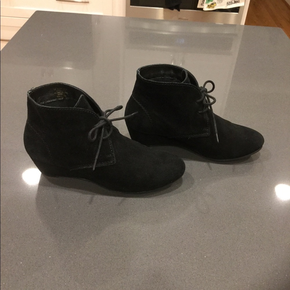 Crown Vintage Suede Black Wedge Booties